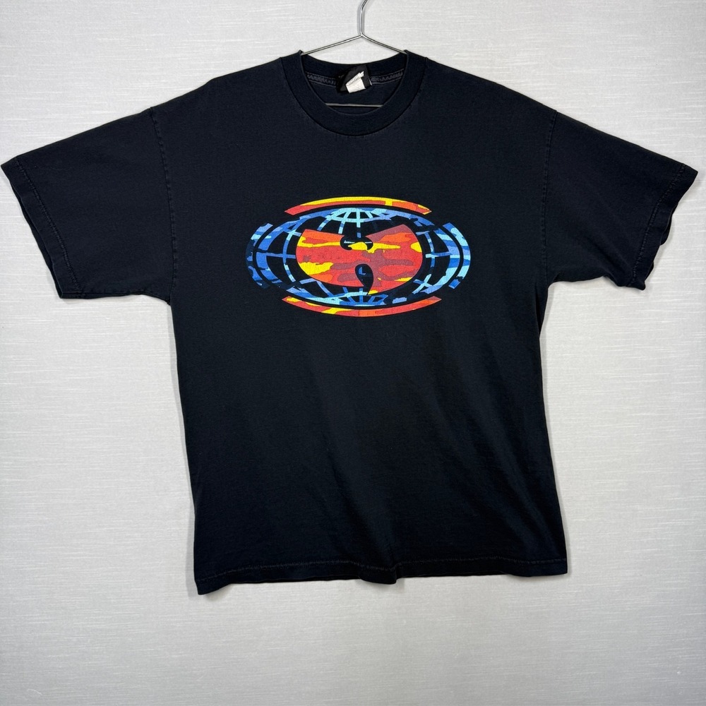 Vintage Wu Wear Shirt Men XL Black Camo Globe WUNYC36 Hip Hop Rap